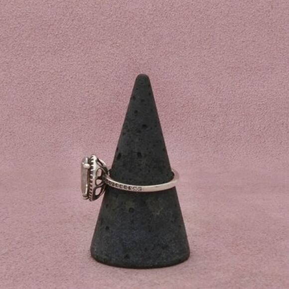 Pandora Sterling Silver Authentic Pear-Cut C Z Beaded Border Ring Size 7.5 main image 0
